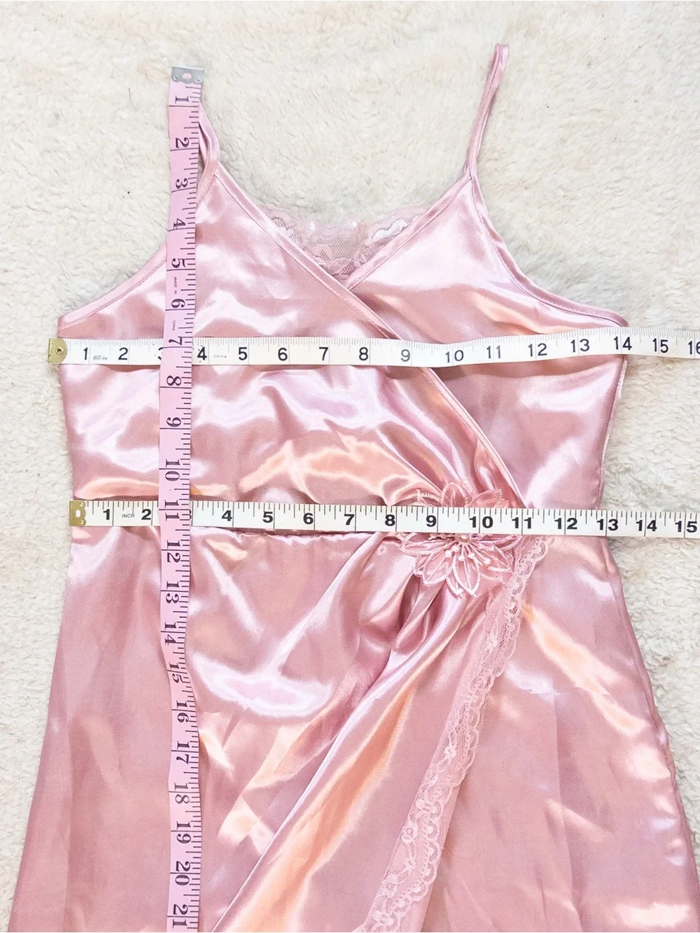 SHEIN Girls Pink Satin Lace Trim Dress Size 10 Years – Excellent Condition